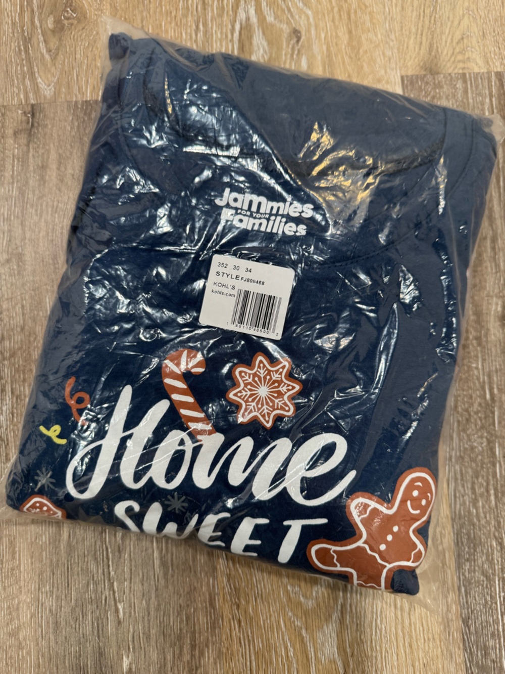 Kohl's Navy Sweatshirt with Gingerbread & Candy Cane Motif